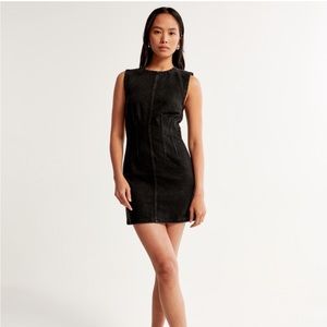 Shell Denim Mini Dress Abercrombie and Fitch XS Tall Black